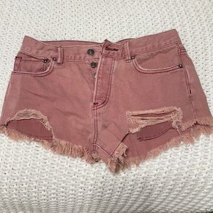 Free People Pink Cut-Off Jean Shorts, size 26